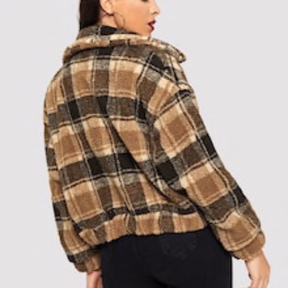 LAST ONE!!! Plaid Zip-Up Shearling Jacket - Picture 4 of 7